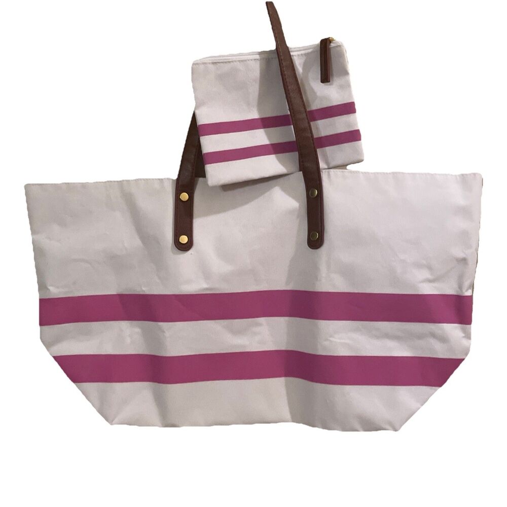 Canvas Tote/Beach/Shopping Bag w/ matching make-up bag